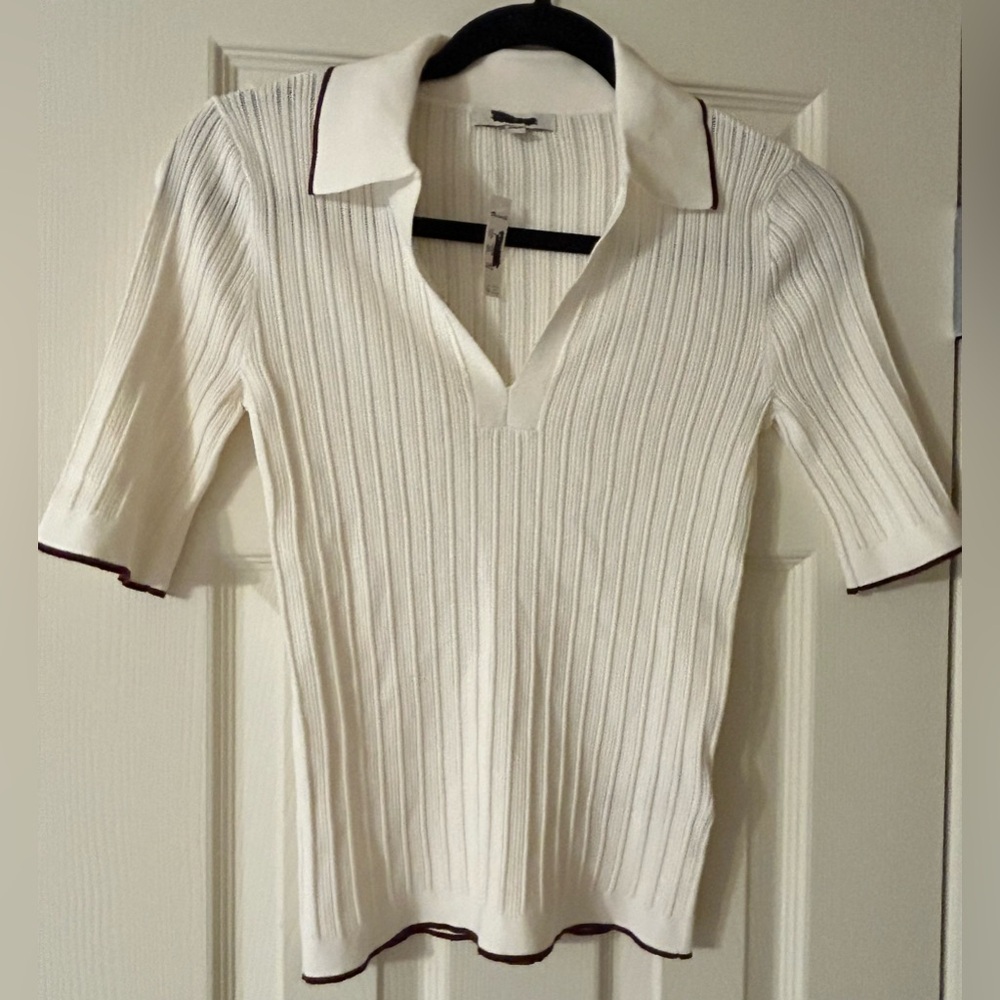 Madewell V-Neck NWT with Blemish Maroon/White small